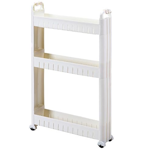Aufbewahrungswagen mit Griff 9cm Schmaler Rollwagen Aus PP-Kunststoff Einfachs Zu Installierender Wagen Küchenregal für Küche, Bad, Waschküche(43 * 9 * 84cm) von Generic