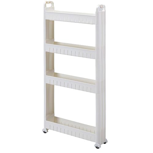 Aufbewahrungswagen mit Griff 9cm Schmaler Rollwagen Aus PP-Kunststoff Einfachs Zu Installierender Wagen Küchenregal für Küche, Bad, Waschküche(43 * 9 * 96cm) von Generic