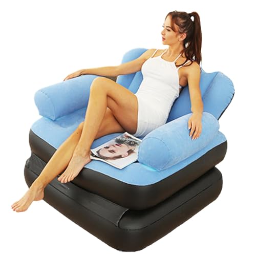 Aufblasbare Luft Couch-5-in-1-Sofa Mit L-förmiger Armlehne, Tragbarer Luftlounge-Stuhl | Fauler Aufblasbares Chaise -Sofa Für Schlafzimmer Im Innenbereich, Terrasse Im Freien, Camping, Entspannung, St von Generic