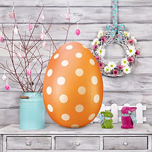 Aufblasbare Ostereier-Dekorationen,40cm Ostern Aufblasbare Outdoor Dekor,Bunte Eier Aufblasbare Ostern Deko,Große Osterei aus PVC,Aufblasbare Ostereier Ornamente für Hof,Rasen,Garten,Party (Orange) von Generic