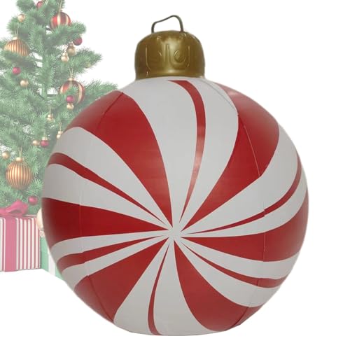 Aufblasbare Weihnachtskugel, große aufblasbare Weihnachtskugeln - 24 Zoll aufblasbare Ornamente Aufblasbare dekorative Kugel | Riesen aufblasbare Weihnachtskugeln im Freien für Hof, Terrasse von Generic