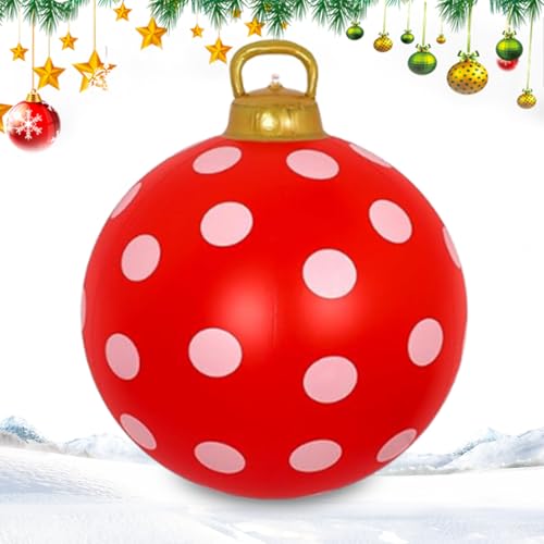 Aufblasbare Weihnachtskugel | 60 cm Weihnachtsdekoration Kugel Deko | Rot Weiße Festliche Deko für Garten Wohnzimmer Winterfest | Party Vorgarten Fest Dekoration von Generic