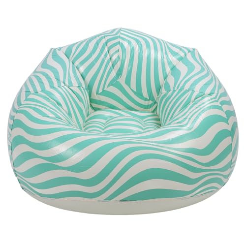Aufblasbarer Lounge -Stuhl, PVC Aufblasbare Couchstuhl Bequeme Tragbare Multifunktionale Leichte Wellenstreifenmuster für das Wohnzimmer (Green) von Generic