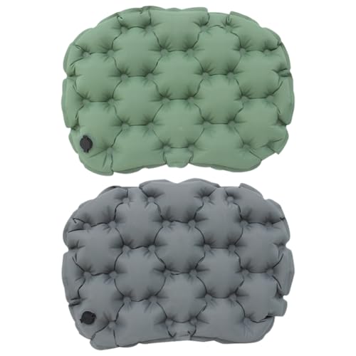 Aufblasbares Sitzpolster tragbares Luftkissen wasserdichtes Camping-Sitting-Pad aufblasbare Matratze zum Wandern Rucksack-grün+grau von Generic