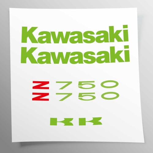 Aufkleber-Set kompatibel mit Kawasaki Z750 Grün | UV-Druck auf transparentem Vinyl, einfache Anbringung, Motorrad-Logos von Generic