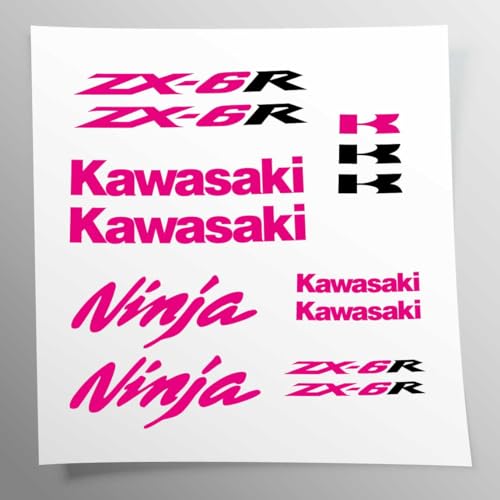 Aufkleber kompatibel mit Kawasaki ZX-6R Fuchsia - Rosa - Pink Ninja 1000 | UV-Druck auf transparentem Vinyl, einfache Anbringung von Generic