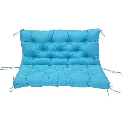 Auflage für gartenmöbel, Bankauflage mit Rückenlehne Sitzkissen mit Rückenlehne und Befestigungsriemen, Schaukelkissen für Sitzbank Gartenbank Gartenmöbel(Blue,100X100X10) von Generic