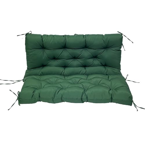 Auflage für gartenmöbel, Bankauflage mit Rückenlehne Sitzkissen mit Rückenlehne und Befestigungsriemen, Schaukelkissen für Sitzbank Gartenbank Gartenmöbel(Green,100X100X10) von Generic