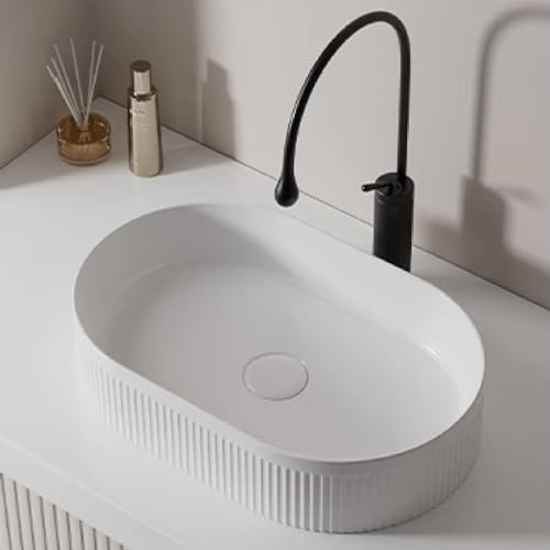 Aufsatzwaschbecken Set For Badezimmer, Ovales Aufsatzwaschbecken Aus Keramik, Konsolenwaschbecken For Badezimmer, Garderobe, Waschtisch, Leicht Zu Reinigen(White,50x31.5x11.5cm) von Generic