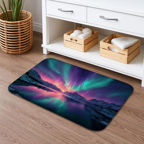 Aurora Borealis rutschfeste Badematte, buntes Nordlichter-Muster, schnell trocknend, Duschvorleger, elegante Heimdekoration für alle Jahreszeiten, weiches, saugfähiges Material, 40,6 x 61 cm Aurora Borealis rutschfeste Badematte, buntes Nordlichter-Muster, schnell trocknend, Duschvorleger, elegante Heimdekoration für alle Jahreszeiten, weiches, saugfähiges Material, 40,6 x 61 cm von Generic