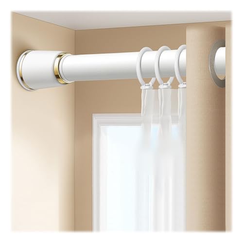 Ausziehbare Gardinenstangen Ohne Bohren Vorhangschiene Schwerlast Vorhangstange für Fenster Schrank Badezimmer Schlafzimmer(White,240-310cm) von Generic