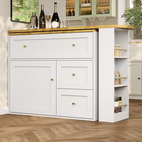 Ausziehbarer Bartisch mit Stauraum – Sideboard mit Snackregal, 360° Drehplatte und Klappschubladen, multifunktionaler Hochtisch für Küche und Wohnzimmer, platzsparend modern Ausziehbarer Bartisch mit Stauraum – Sideboard mit Snackregal, 360° Drehplatte und Klappschubladen, multifunktionaler Hochtisch für Küche und Wohnzimmer, platzsparend modern von Generic