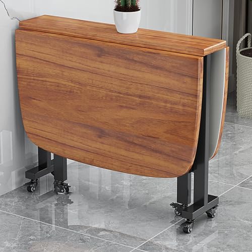 Ausziehbarer Esstisch aus Holz, ausziehbarer Multifunktionsschreibtisch, mobiler, platzsparender Esszimmertisch mit 6 Rollen, in DREI Formen zusammenklappbarer Tisch,120 * 70 * 75cm von Generic