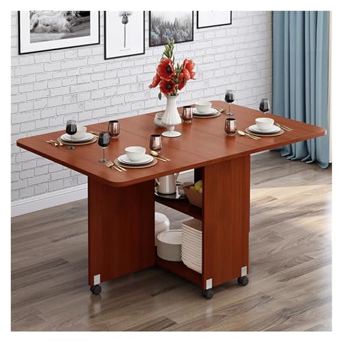 Ausziehbarer Esstisch aus Holz, kleine Räume mit beweglichen Rädern, Drop-Leaf-Tisch for Küche, Esszimmer, Wohnzimmer, Restaurant(C,120 * 60 * 77cm) von Generic
