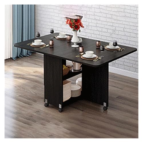 Ausziehbarer Esstisch aus Holz, kleine Räume mit beweglichen Rädern, Drop-Leaf-Tisch for Küche, Esszimmer, Wohnzimmer, Restaurant(D,140 * 60 * 77cm) von Generic