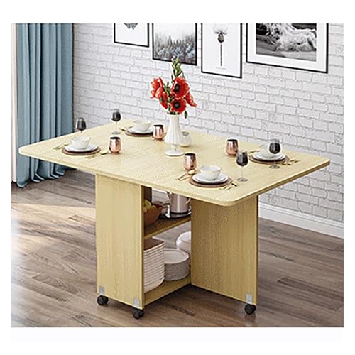 Ausziehbarer Esstisch aus Holz, kleine Räume mit beweglichen Rädern, Drop-Leaf-Tisch for Küche, Esszimmer, Wohnzimmer, Restaurant(E,140 * 60 * 77cm) von Generic