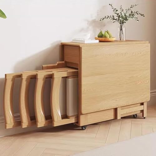 Ausziehbarer Esstisch mit 4 Stühlen und Schublade, klappbares Esstisch- und Stuhlset, Massivholz, for kleine Räume, Küche, Esszimmer Ausziehbarer Esstisch mit 4 Stühlen und Schublade, klappbares Esstisch- und Stuhlset, Massivholz, for kleine Räume, Küche, Esszimmer von Generic