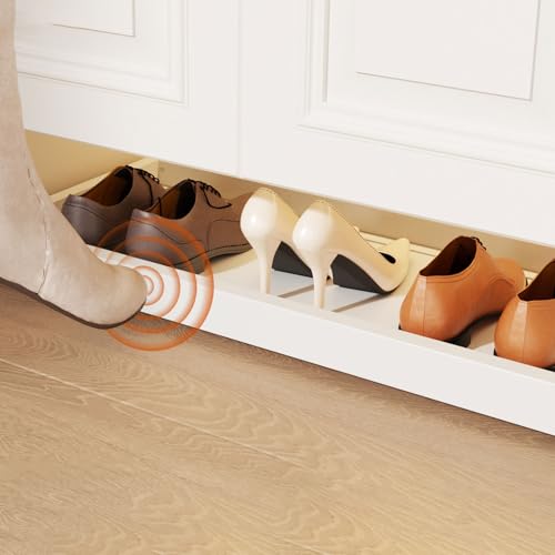 Ausziehbarer Schuhregal-Organizer, Regal-Organizer Mit Gleitschienen Für Den Schrankboden, Einziehbarer Schuhschrank Für Den Eingangsbereich Unter Dem Bett(White,46x30cm) von Generic