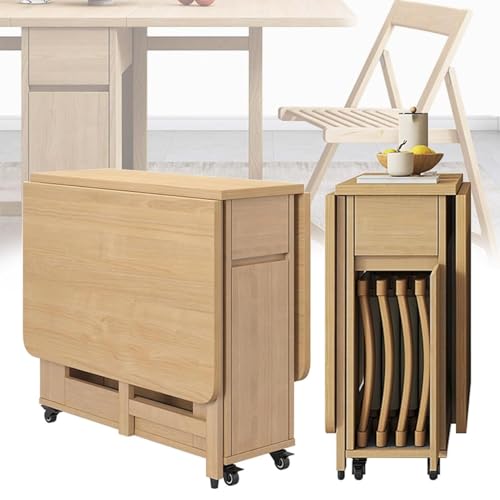 Ausziehbares Esstisch-Set aus Massivholz mit 4 Stühlen und Aufbewahrungsschublade – Mobiles Klapptisch-Design, kompakte Esszimmermöbel oder Esszimmerküche zu Hause Ausziehbares Esstisch-Set aus Massivholz mit 4 Stühlen und Aufbewahrungsschublade – Mobiles Klapptisch-Design, kompakte Esszimmermöbel oder Esszimmerküche zu Hause von Generic