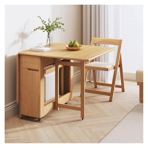 Ausziehbares Esstisch-Set for kleine Wohnungen, klappbarer Esstisch mit Stühlen aus Mikrofaser-Leder, ideal for Veranstaltungen/Schlafsäle/den Heimgebrauch‌(Wood,4 Chairs) von Generic