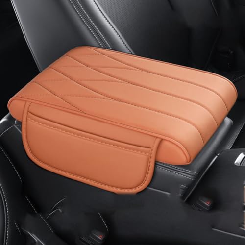 Auto Armlehnen Matte Für Ford Focus ST Line MK4 2019-2021, wasserdichte Komfortabel Armlehne Polster Mittelkonsole Armlehnenmatte mit Aufbewahrungstasche,E/Orange von Generic