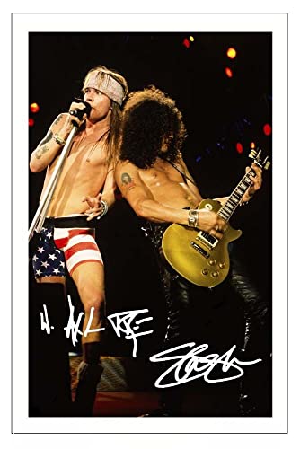 Axl Rose & Slash – Guns 'n' Roses GNR signiert 30,5 x 20,3 cm Fotodruck, vorgedruckt, Signatur-Autogramm, Geschenk, Kunstwerk, Wandkunst von Generic