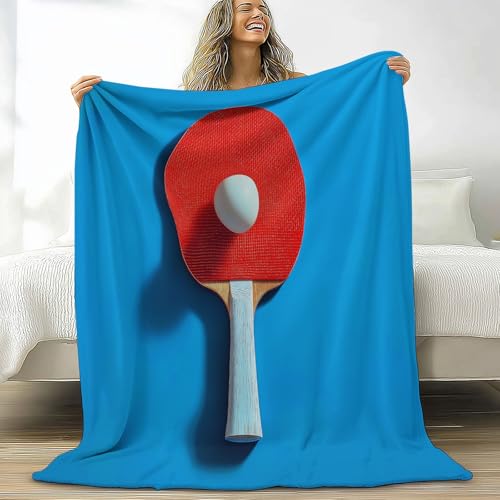 Azurblau Sherpa Fleece Decke 130 x 150 cm Flanelldecke, Sport Tischtennisschläger Fotografie Dicke Kuscheldecke Plüsch Fleecedecke Wohndecke Sofadecke Weiche Warm Überwürfe Couchdecke von Generic