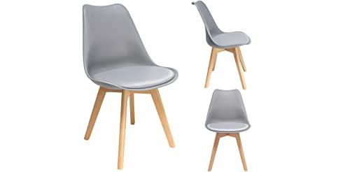 BDW Esszimmerstühle Weich Gepolsterte 1/2/4 Set - Küchenstuhl im skandinavischen Stil aus Kunststoff, Farbwahl - Vintage, Retro Design, Wohnzimmerstühle, Lounge (1, Grau) von Generic