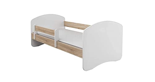 BDW Kinderbett mit Matratze - NEU, 140/160/180/190 Kinder (Eiche Sonoma, 140x70) von Generic