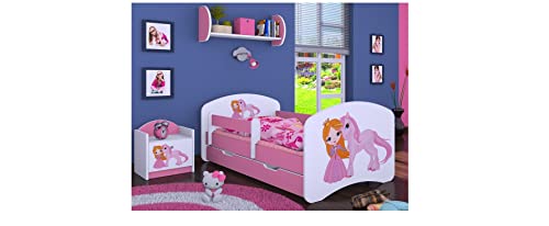 BDW Kinderbett mit Matratze und Bettkasten 140/160/180/190 Verschiedene Varianten Mädchen ROSA !!! (Prinzessin mit Einhorn, 180x90) von Generic