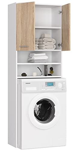 BDW Waschmaschinenschrank 180 x 64 x 30 cm - Badregal Hochschrank Waschmaschine Bad Schrank Badezimmerschrank Überbau von Generic