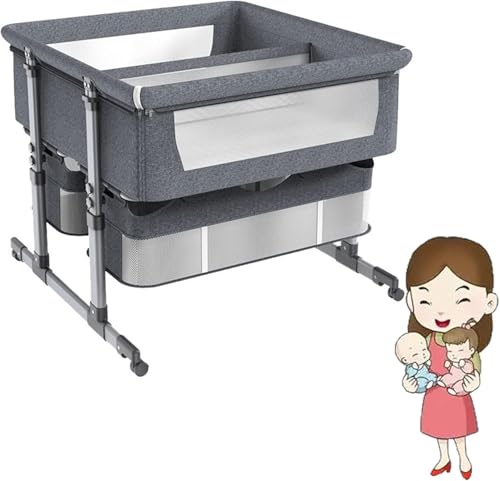Babyschläfer Bett, Stubenwagen Nachttischschläfer, Die Zwillinge Babybett, Nachttisch Stubenwagen Für Baby, Beistellbett Stubenwagen Für Baby, Reisestubenwagen Für Baby FA, Dark Gray von Generic