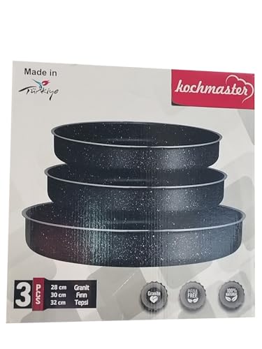 Backofenblech Ofenform Backblech Auflaufform Tepsi 28/30/32cm - 3 Er Set (Granit) von Generic