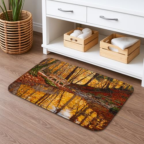 Badematte, Motiv: Herbstwald, Wildtiere, schnell trocknend, bunte Herbstblätter, rutschfeste Duschmatte, von der Natur inspirierter Memory-Schaum, waschbar, Badteppiche für Badezimmer, WC, WC Badematte, Motiv: Herbstwald, Wildtiere, schnell trocknend, bunte Herbstblätter, rutschfeste Duschmatte, von der Natur inspirierter Memory-Schaum, waschbar, Badteppiche für Badezimmer, WC, WC von Generic