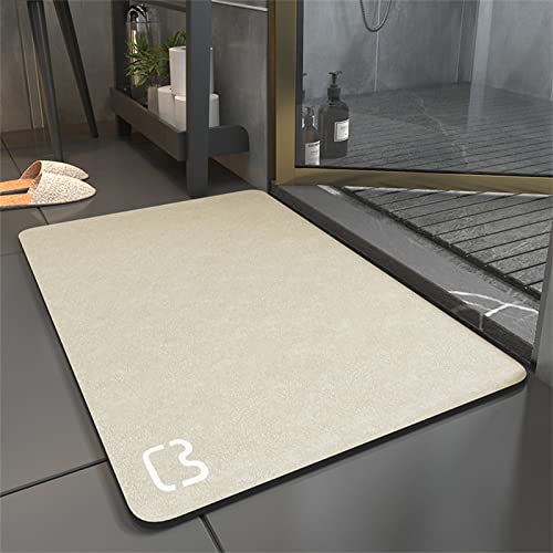 Badematte, Super Absorbierend Badematte 80x120cm, rutschfest Home Badematte, Diatomite Bath Mat, Badteppich Geeignet für Bad Teppich Badewanne, Duschteppich, Fußmatte Bad, Badezimmer, Beige AJ6336 von Generic