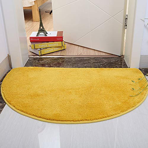Badematte Halbkreis Weich Und Bequem Wohnzimmer Schlafzimmer Teppich Bad Saugfähige rutschfeste Matte 60 cm X 90 cm Gelb von Generic