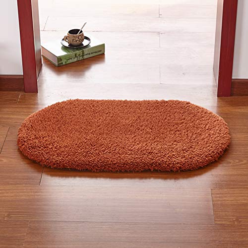 Badematte Ovaler Berber Fleece Saugfähiger Rutschfester Teppich Badezimmer Wohnzimmer Badteppiche 60X120 cm Braun von Generic