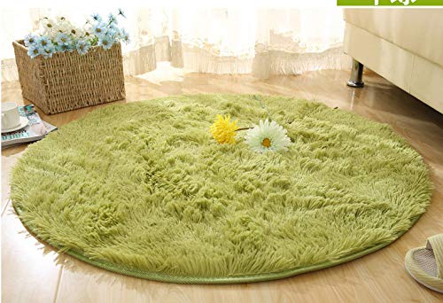Badematte Runder Plüschteppich Schlafzimmer Nachttisch Wohnzimmer Badteppiche 100 cm Durchmesser Gras-Grün von Generic