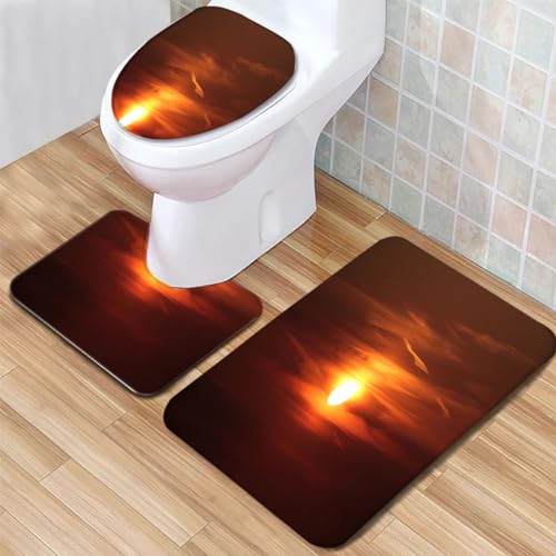 Badematte Sonnenuntergangslandschaft Badezimmerteppich Set 3 Teilig Mikrofaser Badteppiche und WC Vorleger mit Ausschnitt Waschbar rutschfeste Badvorleger Toilette Teppich Badematte Sonnenuntergangslandschaft Badezimmerteppich Set 3 Teilig Mikrofaser Badteppiche und WC Vorleger mit Ausschnitt Waschbar rutschfeste Badvorleger Toilette Teppich von Generic