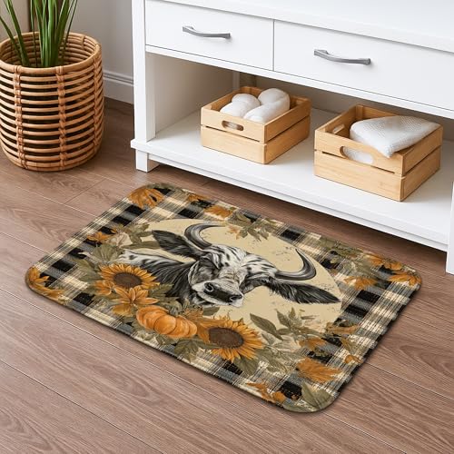 Badematte mit Herbst-Buffalo-Plaid, rustikales Blumenmuster, Kürbisse, Sonnenblumen, rutschfester Duschvorleger, Herbst-Memory-Schaum, waschbar, Badteppiche für Badezimmer, WC-Dekoration, 50,8 x 81,3 Badematte mit Herbst-Buffalo-Plaid, rustikales Blumenmuster, Kürbisse, Sonnenblumen, rutschfester Duschvorleger, Herbst-Memory-Schaum, waschbar, Badteppiche für Badezimmer, WC-Dekoration, 50,8 x 81,3 von Generic