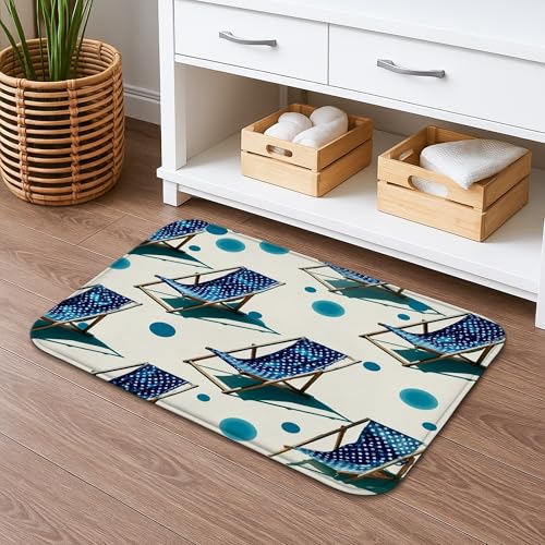 Badematte mit Strandkorb-Muster, schnell trocknend, Küstenblau, gepunktet, Stranddekoration, rutschfeste Duschmatte, Sommer-Memory-Schaum, waschbar, Badteppiche für Badezimmer, WC, Toilette, dekorativ von Generic