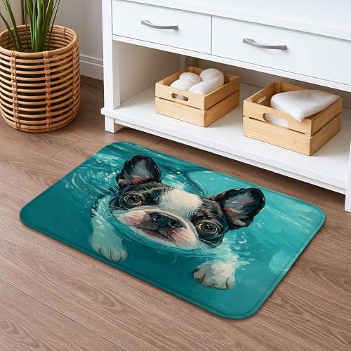 Badematte mit französischen Hunden, niedlicher Hunde-Kunstdruck, rutschfester Duschvorleger, Sommer, dekorativ, schnell trocknend, Badezimmer-Bodenmatten, 50,8 x 81,3 cm Badematte mit französischen Hunden, niedlicher Hunde-Kunstdruck, rutschfester Duschvorleger, Sommer, dekorativ, schnell trocknend, Badezimmer-Bodenmatten, 50,8 x 81,3 cm von Generic