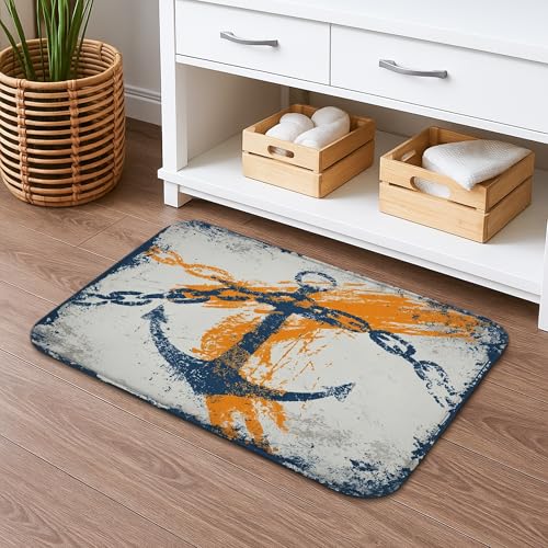 Badematte mit nautischen Ankern, abstraktes Meeresmotiv, rutschfester Duschvorleger, Memory-Schaum, waschbar, Badteppiche für Badezimmer, WC, WC, dekorativ, 40,6 x 61 cm Badematte mit nautischen Ankern, abstraktes Meeresmotiv, rutschfester Duschvorleger, Memory-Schaum, waschbar, Badteppiche für Badezimmer, WC, WC, dekorativ, 40,6 x 61 cm von Generic