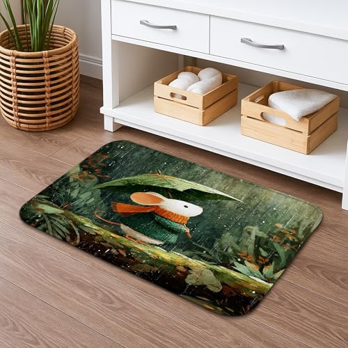Badematte mit niedlicher Maus mit Regenschirm, von der Natur inspiriert, rutschfester Duschvorleger, Herbstdekoration, saugfähiger Memory-Schaum, Badezimmermatte, 50,8 x 81,3 cm Badematte mit niedlicher Maus mit Regenschirm, von der Natur inspiriert, rutschfester Duschvorleger, Herbstdekoration, saugfähiger Memory-Schaum, Badezimmermatte, 50,8 x 81,3 cm von Generic