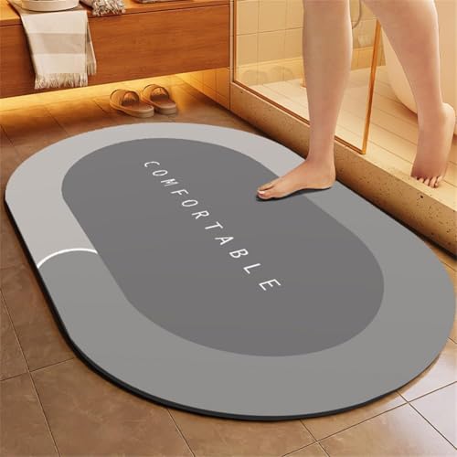 Badematten Stein Badematte Schnell Trocknend rutschfest Super Saugfähig Große Badematte 39x59in Leicht Zu Reinigende Badezimmer Duschmatte Dünner Weicher Teppich Fü, 90x120cm(35x47in) von Generic