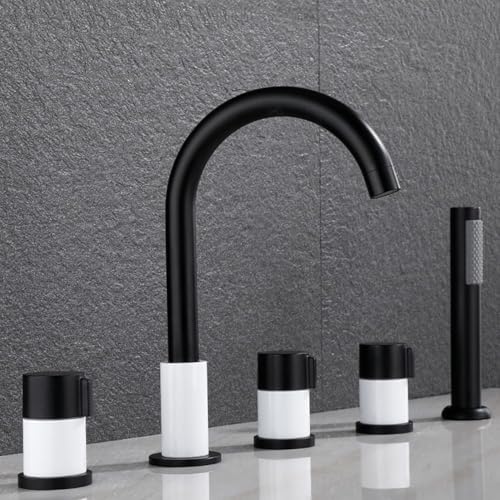 Badewanne Dusche Mischbatterie 5 Einheiten Badewannenmischer Mit Duschmischer Wasserhahn Badewannenarmatur Duschset Badewanne Mischbatterie Duschwanne Armatur Für Badezimmer, Black+White Badewanne Dusche Mischbatterie 5 Einheiten Badewannenmischer Mit Duschmischer Wasserhahn Badewannenarmatur Duschset Badewanne Mischbatterie Duschwanne Armatur Für Badezimmer, Black+White von Generic