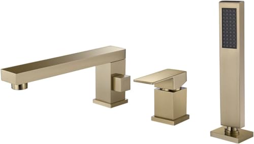 Badewannenarmaturen Einhandgriff Einhebelmischer Mit DREI Löchern Einhebelmischer 360° Dreharmatur Mit Ausziehbarer Handbrause, Brushed Gold, 3 Holes Badewannenarmaturen Einhandgriff Einhebelmischer Mit DREI Löchern Einhebelmischer 360° Dreharmatur Mit Ausziehbarer Handbrause, Brushed Gold, 3 Holes von Generic