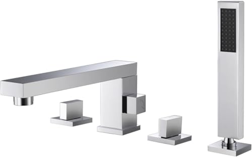 Badewannenarmaturen Einhandgriff Einhebelmischer Mit DREI Löchern Einhebelmischer 360° Dreharmatur Mit Ausziehbarer Handbrause, Chrome, 4 Holes Badewannenarmaturen Einhandgriff Einhebelmischer Mit DREI Löchern Einhebelmischer 360° Dreharmatur Mit Ausziehbarer Handbrause, Chrome, 4 Holes von Generic