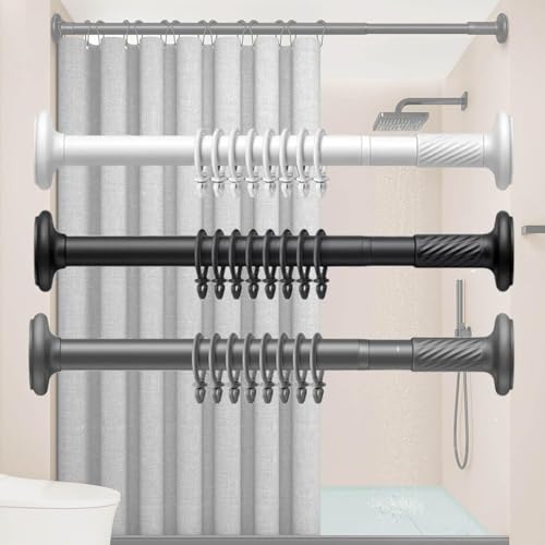 Badezimmer Gardinenstange Verstellbare Ausziehbare Duschstange Edelstahl Spannstange Heavy Duty Duschvorhang Spannstange rutschfest, Cream, 70-120cm/27-47 Badezimmer Gardinenstange Verstellbare Ausziehbare Duschstange Edelstahl Spannstange Heavy Duty Duschvorhang Spannstange rutschfest, Cream, 70-120cm/27-47 von Generic