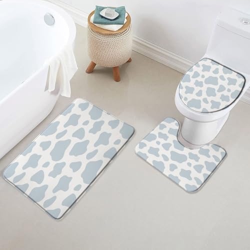 Badezimmer Set Vorleger 3 Teilig,Blau Weiß Kuh Druck Vieh Moderne Cartoon Nette Spot Mikrofaser U Förmige Matte Waschbar WC Vorleger für Badezimmer Dekoration Boden Badezimmer Set Vorleger 3 Teilig,Blau Weiß Kuh Druck Vieh Moderne Cartoon Nette Spot Mikrofaser U Förmige Matte Waschbar WC Vorleger für Badezimmer Dekoration Boden von Generic